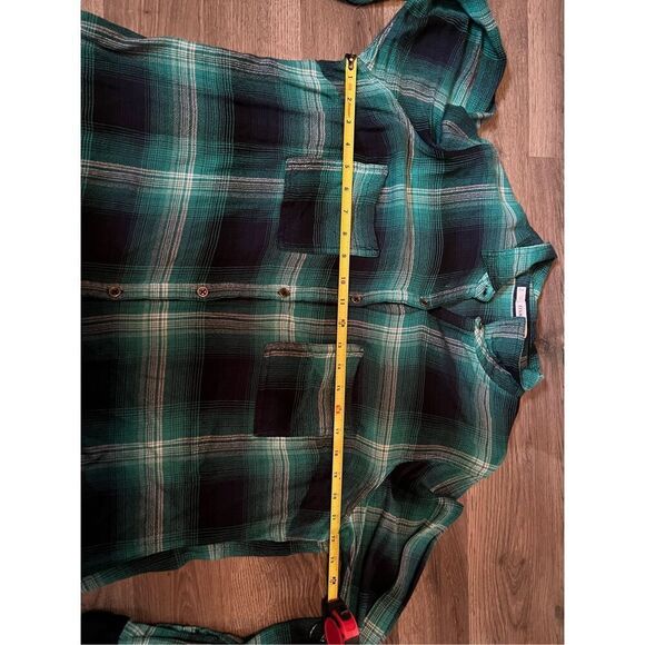 Maurices Teal & Blue Button Up Plaid Top Woman’s Size 2 - Picture 9 of 9